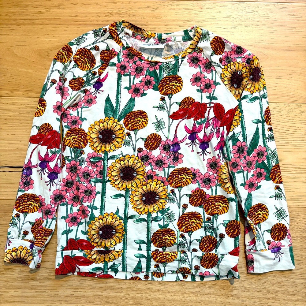 Mini Rodini Flowers all over print long sleeve tee size 116/ 122